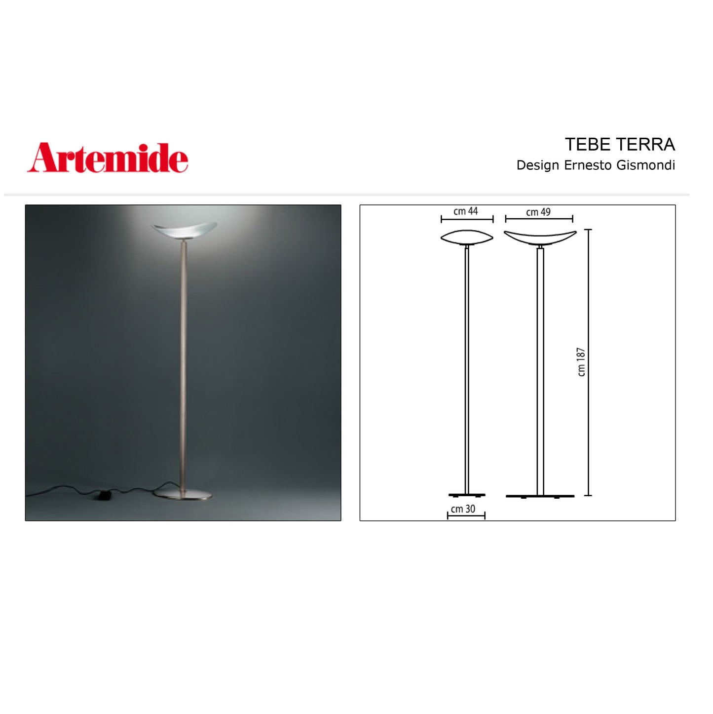 Artemide Tebe Terra Diffusore / Vetro di ricambio trasparente sabbiato