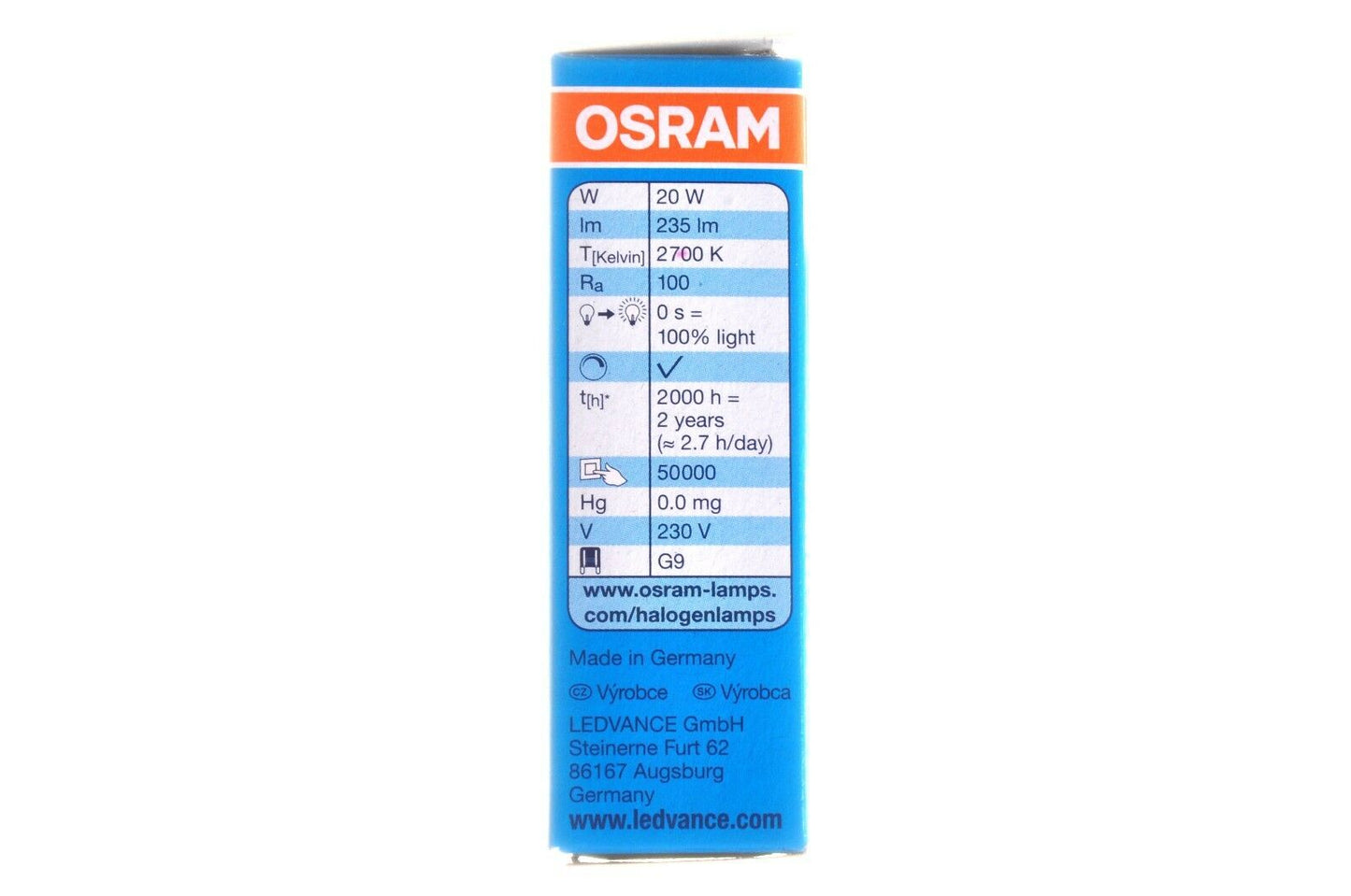 Osram 66720 230v 20w G9